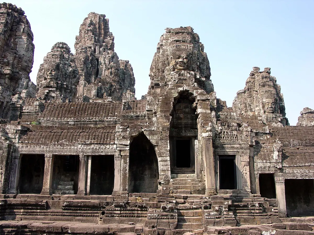 Bayon temple galleries and face towers seen from the inner terrace
